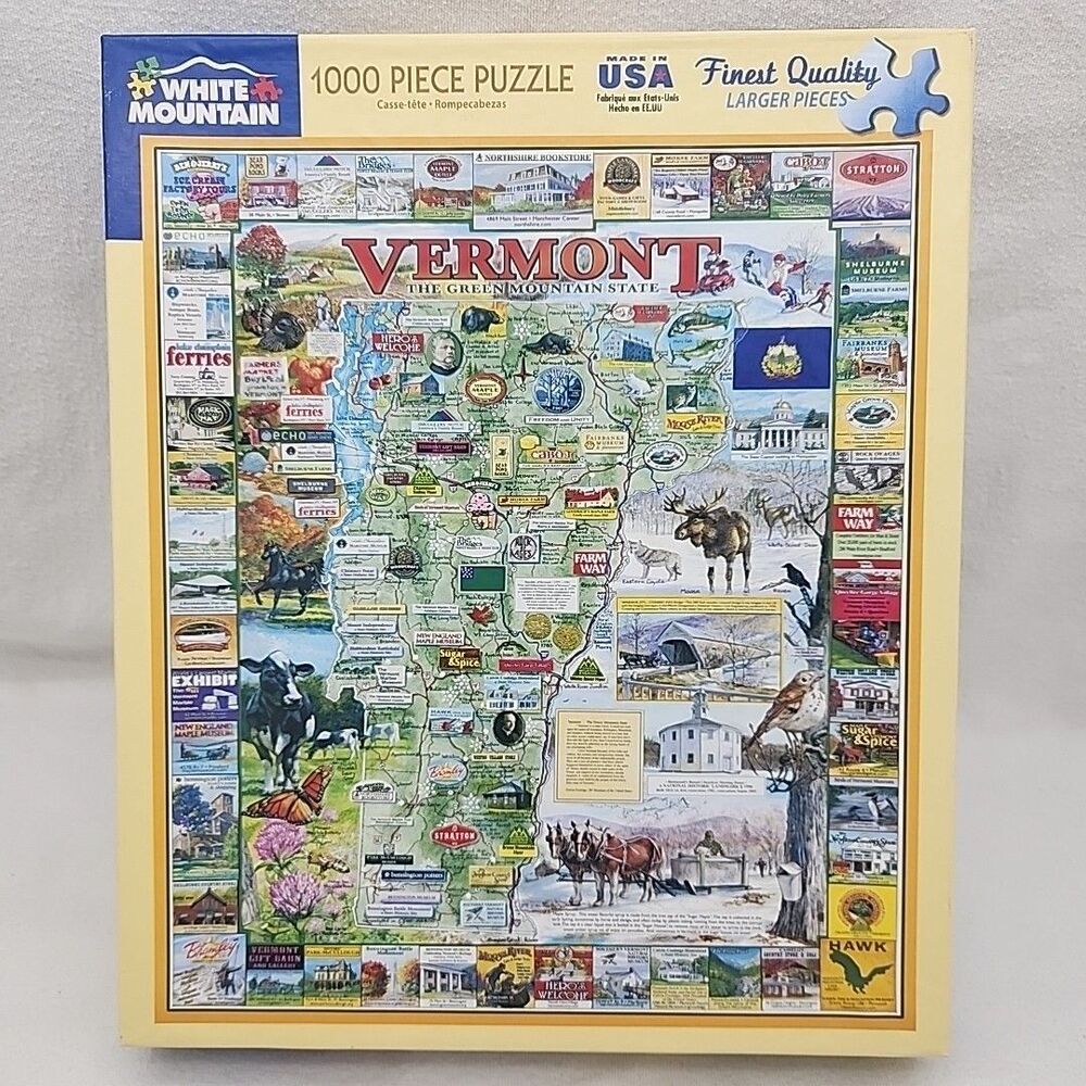 Puzzle VERMONT State 1000 Piece White Mountain Finest Quality #655 2018 NEW